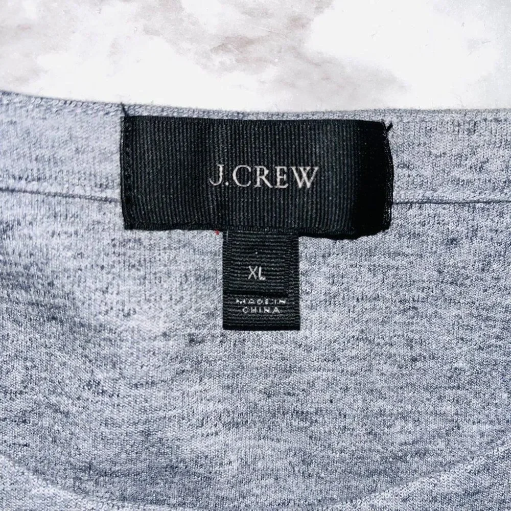 J. Crew Short Sleeve Sweater Drawstring Grey Women XL Comfy Preppy Boho Active